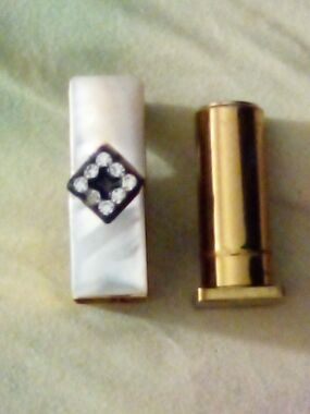 Mother of Pearl & Gold Tone Decorative Lipstick Case